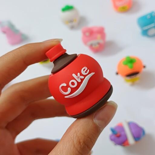 مداد تراش سیلیکونی عطری نوشابه کوکاکولا  دو رنگ قرمز و آبی